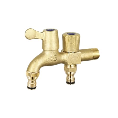 SXWYLZ Wasserhahn Wandmontage Kaltwasser Doppelwasserhahn 1/2 Zoll Wasserhahn Garten Frostsicher zum Blumengießen und Autowaschen, Kupferfarbe SXWYLZ Wasserhahn Wandmontage Kaltwasser Doppelwasserhahn 1/2 Zoll Wasserhahn Garten Frostsicher zum Blumengießen und Autowaschen, Kupferfarbe von SXWYLZ