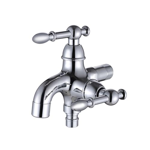 SXWYLZ Wasserhahn Wandmontage Kaltwasser Doppelwasserhahn 1/2 Zoll Wasserhahn Waschmaschine Doppelt, Ein Eingang Zwei Ausgänge für Mop Pool, Chrom SXWYLZ Wasserhahn Wandmontage Kaltwasser Doppelwasserhahn 1/2 Zoll Wasserhahn Waschmaschine Doppelt, Ein Eingang Zwei Ausgänge für Mop Pool, Chrom von SXWYLZ