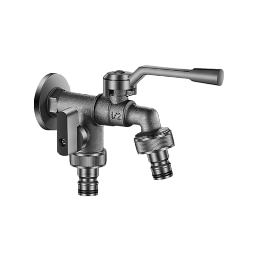 SXWYLZ Wasserhahn Wandmontage Kaltwasser Frostsicher Wasserhahn Doppelter Auslauf Außenwasserhahn 1/2 Zoll für Garten und Terrasse, Grau SXWYLZ Wasserhahn Wandmontage Kaltwasser Frostsicher Wasserhahn Doppelter Auslauf Außenwasserhahn 1/2 Zoll für Garten und Terrasse, Grau von SXWYLZ