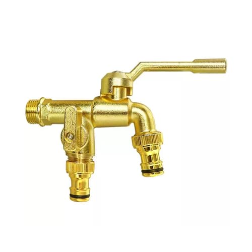 SXWYLZ Wasserhahn Wandmontage Kaltwasser Wasserhahn Doppelanschluss 1/2 Zoll Außenwasserhahn Frostsicher für die Gartenbewässerung, Titan von SXWYLZ