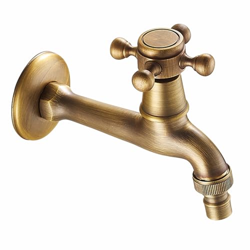 SXWYLZ Wasserhahn aussen Antik Garten Wasserhahn 1/2 Zoll Lang Kaltwasserhahn Wandmontage Wasserhahn Garten Drehgriff aussenwasserhahn Frostsicher,15Cm von SXWYLZ