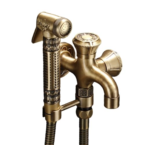 SXWYLZ Wc Bidet Handbrause Set mit Dusche und Halter Handbrause Toilette Set Wandmontage Doppelhahn für Badezimmer, Antike Farbe SXWYLZ Wc Bidet Handbrause Set mit Dusche und Halter Handbrause Toilette Set Wandmontage Doppelhahn für Badezimmer, Antike Farbe von SXWYLZ