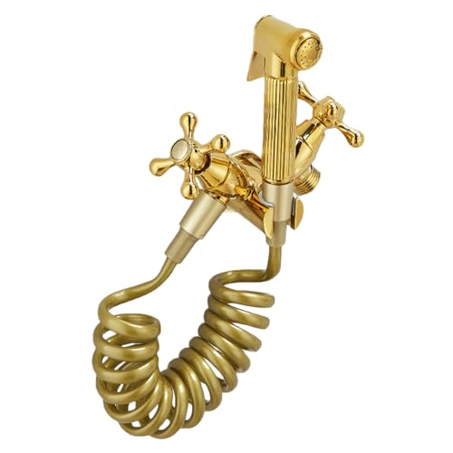 SXWYLZ Wc Handbrause Set Retro Bidet Handbrause für Toilette Geeignet für Bodenreinigung und Körperhygiene, Gold + Kreuzgriff SXWYLZ Wc Handbrause Set Retro Bidet Handbrause für Toilette Geeignet für Bodenreinigung und Körperhygiene, Gold + Kreuzgriff von SXWYLZ