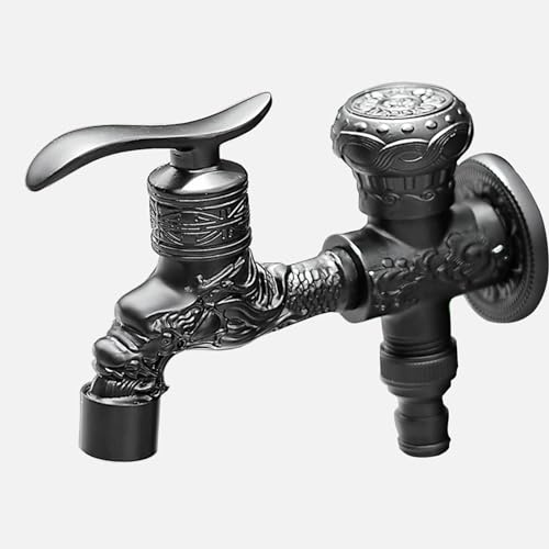 Schwarz Garten Wasserhahn 1/2 Zoll Doppelt Außen Wasserhahn Winterfest Vintage Massiv Messing Wasserhahn Aus Messing,Schwarz Schwarz Garten Wasserhahn 1/2 Zoll Doppelt Außen Wasserhahn Winterfest Vintage Massiv Messing Wasserhahn Aus Messing,Schwarz von SXWYLZ