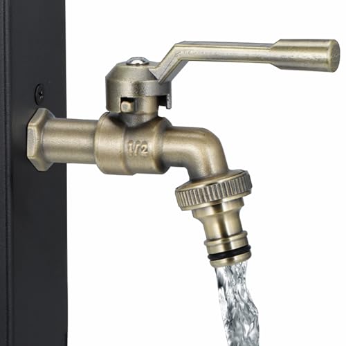Universal Garten Wasserhahn,Gartenhahn 1/2 Zoll Messing Wasserhahn Garten Antik Kugelhahn Außenhahn Außenauslass Wasserhahn,Bronze von SXWYLZ