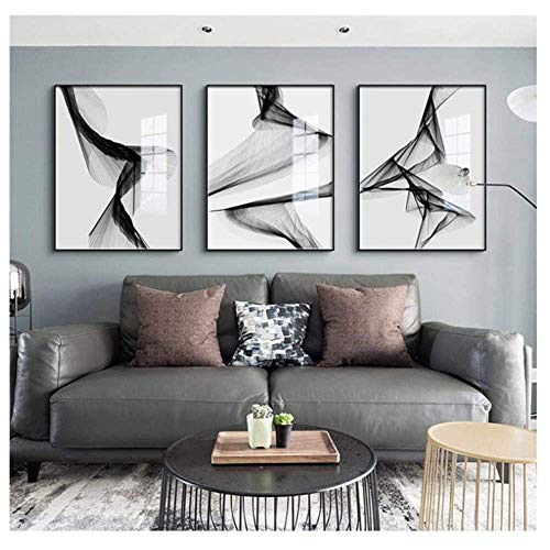 SXXRZA Kunstplakat 3x60x80cm ohne Rahmen Abstrakte Linie Schwarz Weiß Kunst Wandkunst Leinwand Malerei Poster Bild für Wohnzimmer Morden Home Decor von SXXRZA
