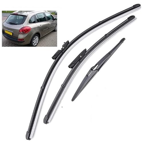 Scheibenwischer Set für Renault Clio 312 24" 16" 12" 2008, Wischerblätter Vorne Und Hinten Wischerblatt Dauerhaft Auto Wischer Zubehör von SXXTS