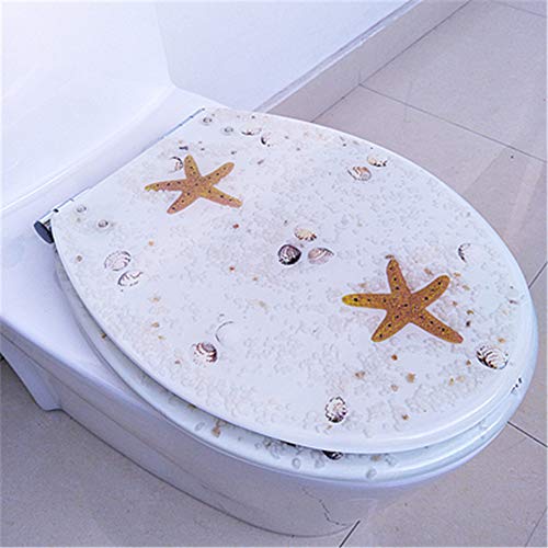 Bedrucktem Harz WC Sitz U/V/O-Förmiger Universeller Toilettendeckel Langsam Schließendes Weiches Scharnier Umweltfreundlich Und Langlebig Leicht Zu Reinigen, H von SXXYXH