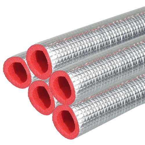 2m Isolierung Heizungsrohre mit Aluminiumfolie, Rohrisolierung Geeignet für Die Isolierung von Klimaanlagen und Wasserleitungen(Red,1.6*0.6cm/0.6*0.2in) von SXYCKRUI