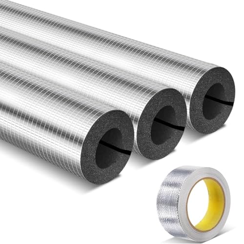 3er-Pack Selbstklebende Schaumstoff Rohr, Vorgeschlitztes Rohrisolierung mit Aluminiumfolie für den Winteraußenhahn, Sprinklerfrost(2.5*3.0cm/1.0in*1.2in) von SXYCKRUI