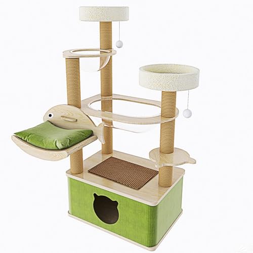 Atzenkratzbaum, Kratzbaum Katze mit Transparenten Acryl-Eigentumswohnungen, 3 Sisalsäulen, Vergrößerter Basis, Verdickter Platte, Sprungplattform von SXYCKRUI