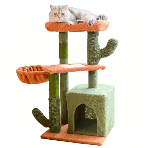 Katzenkratzbaum Mehrstöckige Katzenhäuser mit Kratzbaum, Kratzbaum Klein mit Sprungplattformen und Halbgeschlossenem Wohnbereich von SXYCKRUI