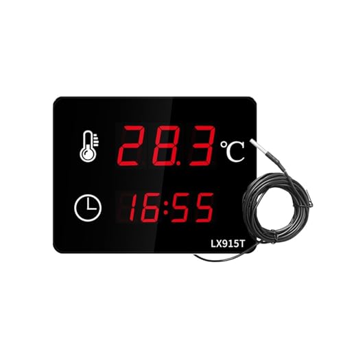 Badethermometer LED-Großbild-Wandmontage Badezimmer Schwimmbad Schweiß Dampf Kühllager Aquakultur Wasserdichte Sonde(LX915T-B) von SXYGYWA