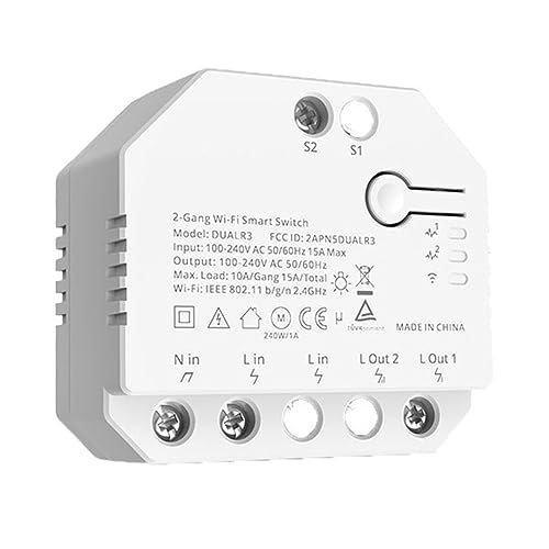 Energie Monitor 2-Wege-Dual-Relais-Smart-Vorhang-Rollladenschalter, Leistungsmessung, APP-Steuerung(DUALR3) von SXYGYWA