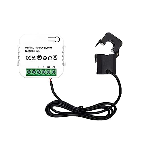 Energie Monitor Tuya Smart Life WiFi-Energiezähler 80 A Mit Klemme, CT-App, KWh-Stromverbrauchsüberwachung, Stromstatistik(Tuya WIFI) von SXYGYWA