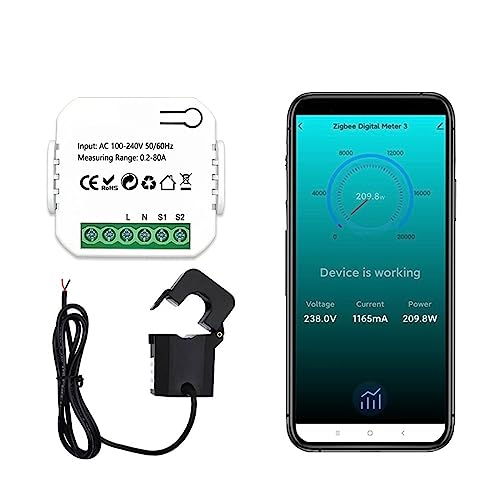 Energie Monitor Tuya Smart Life ZigBee Energiezähler 80A Mit Stromwandlerklemme KWh-Leistungsmonitor Stromstatistik 50/60Hz von SXYGYWA