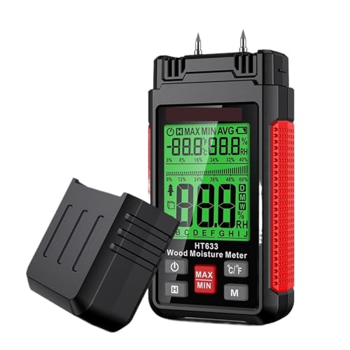 Feuchtigkeitsmesser for Holz 0–57 % Digitales Hygrometer, Holzfeuchtigkeitsdetektor, Hochpräzises Feuchtigkeitsmessgerät for Zement Und Ziegel von SXYGYWA