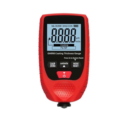 GM998 Hintergrundbeleuchtungs-Filmdickenmessgerät, Autolack-Tester, Schichtdickenmessgerät Mit Fe&NF-Lacktester(Red) von SXYGYWA