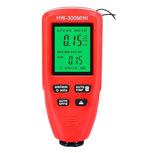 HW-300PRO Autolackdickenmessgerät 0-2000UM Fe & NFe Beschichtungsdickenmessgerät Autolackfilm Manuelles Automatisches Dickenmessgerät(HW-300MINI Red) von SXYGYWA