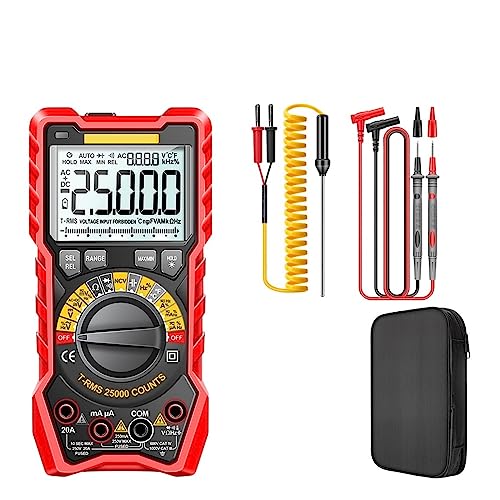 Multi Tester 25000 Counts Multimeter Smart Manual Range Meter NCV AC DC Ohm Smart Manual Range Digital Multimetro Tester Werkzeuge(SZ20 Red) von SXYGYWA