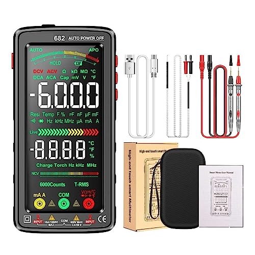 Multi Tester 6000 Counts Digital Multimeter Smart Anti-burn Recharg Universal Meter NCV Tester 5-zoll LCD Hintergrundbeleuchtete Taschenlampe(682 Black) von SXYGYWA