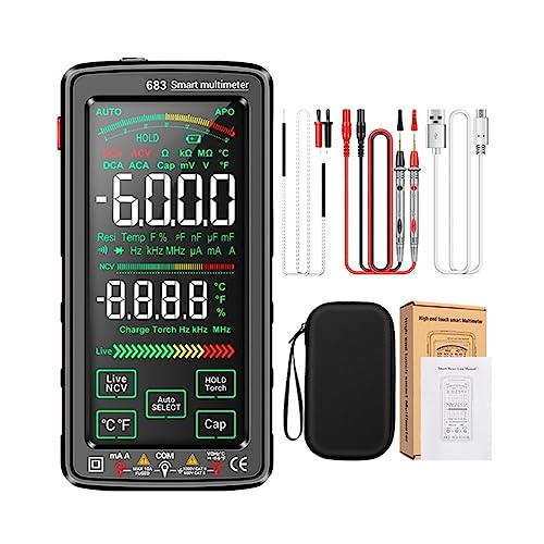 Multi Tester 6000 Counts Digital Multimeter Smart Anti-burn Recharg Universal Meter NCV Tester 5-zoll LCD Hintergrundbeleuchtete Taschenlampe(683 Black) von SXYGYWA