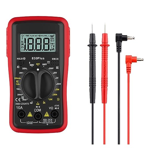 Multi Tester Digital-Multimeter AC/DC Votage Strom Automatische Tester 2000 Zählt True RMS Ohm Amperemeter Kapazität Meter(Red QH830 PLUS) von SXYGYWA