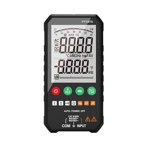 Multi Tester Professionelles Hochpräzises 6000 Counts 1000 V AC DC Digitalmultimeter Ohm Hz NCV Live ℃ ΜF Duty Multimetro Spannungsmessgerät(FY107A) von SXYGYWA