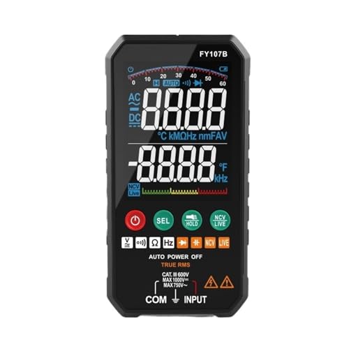 Multi Tester Professionelles Hochpräzises 6000 Counts 1000 V AC DC Digitalmultimeter Ohm Hz NCV Live ℃ ΜF Duty Multimetro Spannungsmessgerät(FY107B) von SXYGYWA