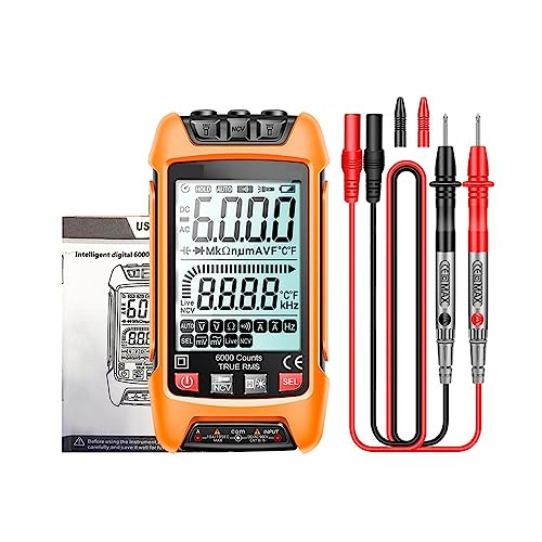 Multi Tester Smart Digital Multimeter 6000 Zählt True RMS Auto Elektrische Kapazität Meter Temperatur Widerstand Transistor Tester(201 orange) von SXYGYWA