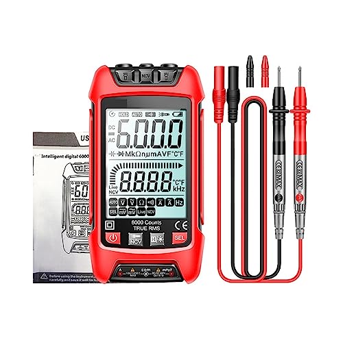 Multi Tester Smart Digital Multimeter 6000 Zählt True RMS Auto Elektrische Kapazität Meter Temperatur Widerstand Transistor Tester(201 red) von SXYGYWA