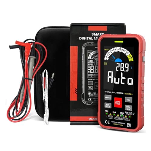 Multi Tester Smart Multimeter 9999 Zählt TRUE RMS Digital Smart Auto Range 1000V 10A Tester Meter Ohm Kapazität REL True RMS AC DC DMM(Red) von SXYGYWA