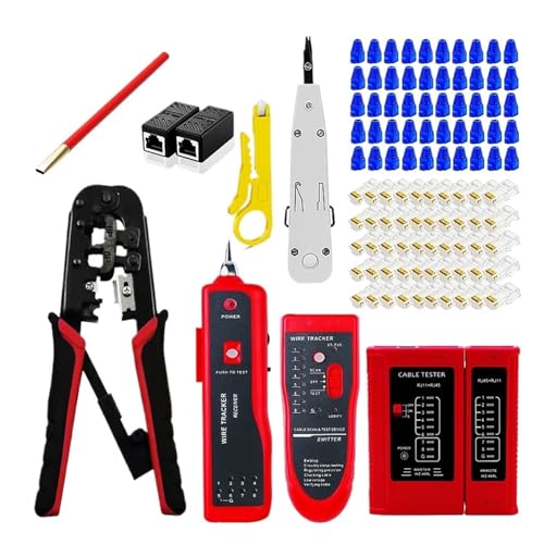 RJ45 Netzwerk Anzug Crimp Werkzeug Netzwerk Kabel Lockerer Draht Tacker Kabel Tester 50PCS Stecker Und Abdeckung (CAT5) 2PCS Extender Genaue Identifizierung von SXYGYWA
