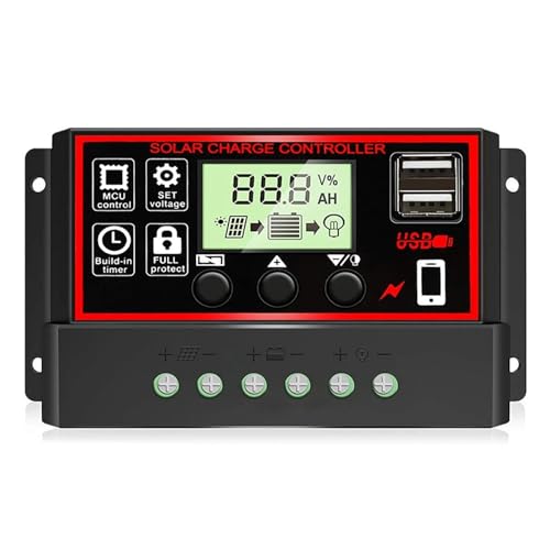 Solarpanel-Controller 12 V 24 V Automatischer Anpassungscontroller Dual USB PV-Panel-Anschluss Breite Kompatibilität(80A12/24V) von SXYGYWA