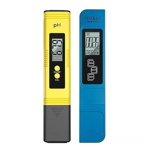 Wassertester 2Pcs TDS Meter Digital Wasser Tester Digital 0,0-14,0 PH Meter Tester 0-9990ppm TDS Und EC LCD Wasser Reinheit PPM Aquarium Filter(Blue) von SXYGYWA
