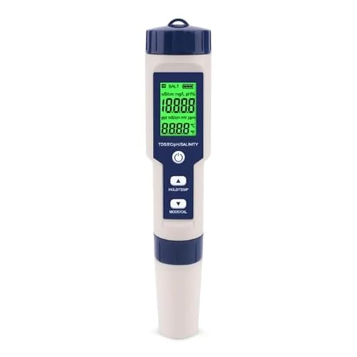 Wassertester 5in1 EC TDS Wasserqualitätstester Salzgehalt Temperatur PH-Meter For Lebensmittel Getränke Salzgehalt Aquarium Meerwasser ATC Meter(With Backlight) von SXYGYWA