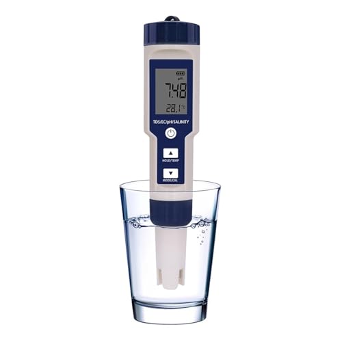 Wassertester 5in1 EC TDS Wasserqualitätstester Salzgehalt Temperatur PH-Meter For Lebensmittel Getränke Salzgehalt Aquarium Meerwasser ATC Meter(Without Backlight) von SXYGYWA