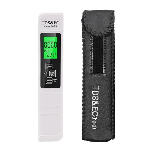 Wassertester Digitaler Wasserqualitätstester TDS EC-Messgerät Bereich 0 Bis 9990 Multifunktionaler Wasserreinheitstemperatur-TEMP-PPM-Tester(White with backlight) von SXYGYWA