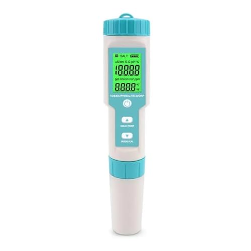 Wassertester TDS EC PH Salzgehalt Meter ORP H2 SG TEMP Wasser Qualität Monitor Lösung Düngemittel Widerstand Tester For Pools, Aquarien(C- 600A) von SXYGYWA