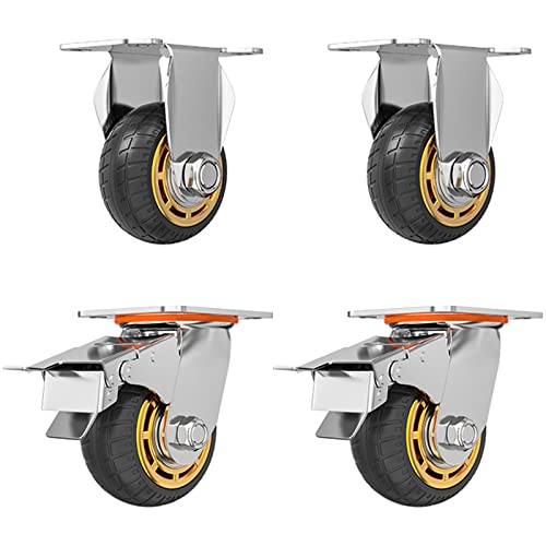 5-Zoll-Schwerlast-Lenkrollen, Industrie-Transportrollen, geräuschlose Lenkrollen, 4er-Set, mit Feststellbremse, für Wagen, Möbelgeräte, Rollwagen, Withbrake-5in 5-Zoll-Schwerlast-Lenkrollen, Industrie-Transportrollen, geräuschlose Lenkrollen, 4er-Set, mit Feststellbremse, für Wagen, Möbelgeräte, Rollwagen, Withbrake-5in von SXYKXYDL