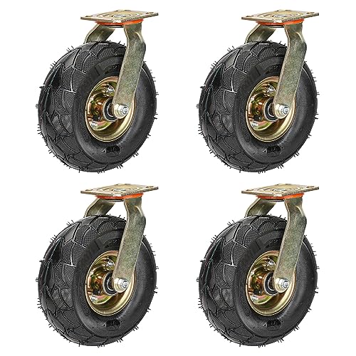Hochleistungs-Lenkrollen-Radsatz mit 4 Stück, 8 Zoll und 10 Zoll leise pneumatische Rollen, Ersatz-Gummirollen mit Deckplatte und Bremsen, für Wagen, Möbel, Werkbänke (Farbe: Schwenkbar, Größe: 200 Hochleistungs-Lenkrollen-Radsatz mit 4 Stück, 8 Zoll und 10 Zoll leise pneumatische Rollen, Ersatz-Gummirollen mit Deckplatte und Bremsen, für Wagen, Möbel, Werkbänke (Farbe: Schwenkbar, Größe: 200 von SXYKXYDL