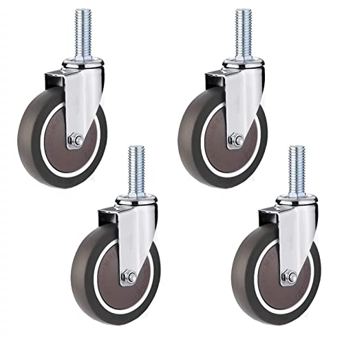 Hochleistungs-Möbelrollen, Lenkrollen mit Gewindeschaft und metrischer Größe M12, gummierte Trolley-Rollen für Einkaufswagen, Industrieanlagen, 4er-Pack (Ø 100 mm, Universal) von SXYKXYDL