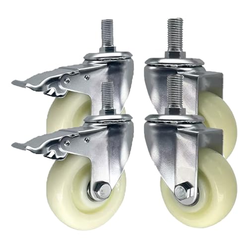 Robuste 3/4/5 Zoll Lenkrollen mit Feststellfunktion und M20-Gewindeschaft, 4er-Set industrielle Nylon-Lenkrollen für Werkbänke, rutschfeste und robuste Ausführung (M20 x 60 100 mm) von SXYKXYDL