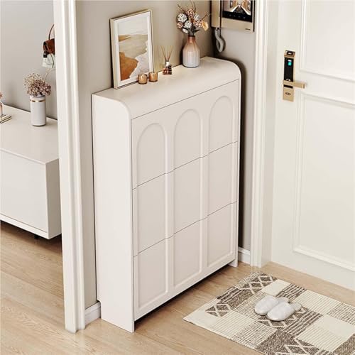 Schuhschrank für den Eingangsbereich, Schuhaufbewahrung mit 3 Klappschubladen und Türen, versteckter Schuhschrank für den Eingangsbereich – Schuhe effizient organisieren (Breite 24 cm, 80 cm) von SXYKXYDL