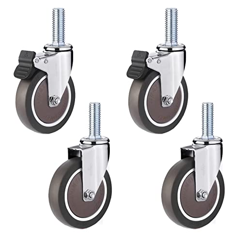 Schwerlast-Möbelrollen, Lenkrollen mit Gewindeschaft und metrischer Größe M12, gummierte Trolley-Lenkrollen für Einkaufswagen, Industrieanlagen, 4er-Pack (Ø 100 mm, Bremse + Univ Schwerlast-Möbelrollen, Lenkrollen mit Gewindeschaft und metrischer Größe M12, gummierte Trolley-Lenkrollen für Einkaufswagen, Industrieanlagen, 4er-Pack (Ø 100 mm, Bremse + Univ von SXYKXYDL