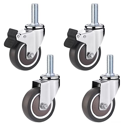 Schwerlast-Möbelrollen, Lenkrollen mit Gewindeschaft und metrischer Größe M12, gummierte Trolley-Lenkrollen für Einkaufswagen, Industrieanlagen, 4er-Pack (Ø 75 mm, Bremse + Einheit Schwerlast-Möbelrollen, Lenkrollen mit Gewindeschaft und metrischer Größe M12, gummierte Trolley-Lenkrollen für Einkaufswagen, Industrieanlagen, 4er-Pack (Ø 75 mm, Bremse + Einheit von SXYKXYDL