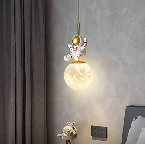 LED Kinder Pendelleuchte Nordic Moderne Astronaut Hängeleuchte Minimalismus Schlafzimmer Pendellampe 5W 3500K Hängelampe für Wohnzimmer Kücheninsel Loft Esszimmer Kronleuchter Ø15*40cm von SXYSXYSXY