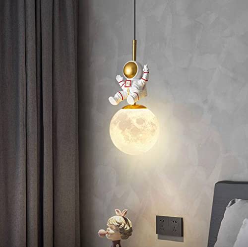SXYSXYSXY LED Kinder Pendelleuchte Nordic Moderne Astronaut Hängeleuchte Minimalismus Schlafzimmer Pendellampe 5W 3500K Hängelampe für Wohnzimmer Kücheninsel Loft Esszimmer Kronleuchter Ø15*40cm von SXYSXYSXY