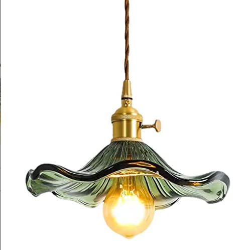 Messing Hängeleuchte Japanischer Stil Glas Pendelleuchte Moderne Vintage Esszimmer Hängelampe Glasschirm Schlafzimmer Pendellampe für Kücheninsel Loft E27*1 Ø23cm von SXYSXYSXY