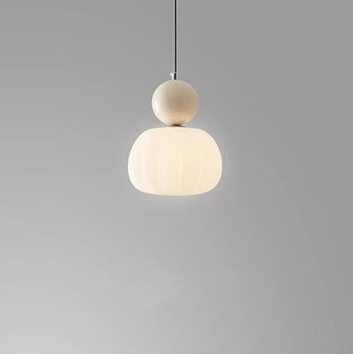 Modern Minimalismus Pendelleuchte Schlafzimmer Pendellampe Nachttisch Hängelampe Creme Stil Esszimmerlampe Kronleuchter für Loft G9 Ø16*22m,Weiß von SXYSXYSXY